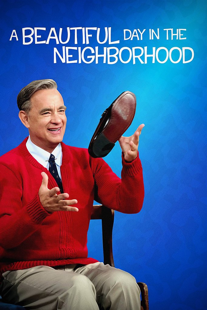 Poster for Film "A Beautiful Day in the Neighborhood" with Tom Hanks dressed as Mr. Rogers