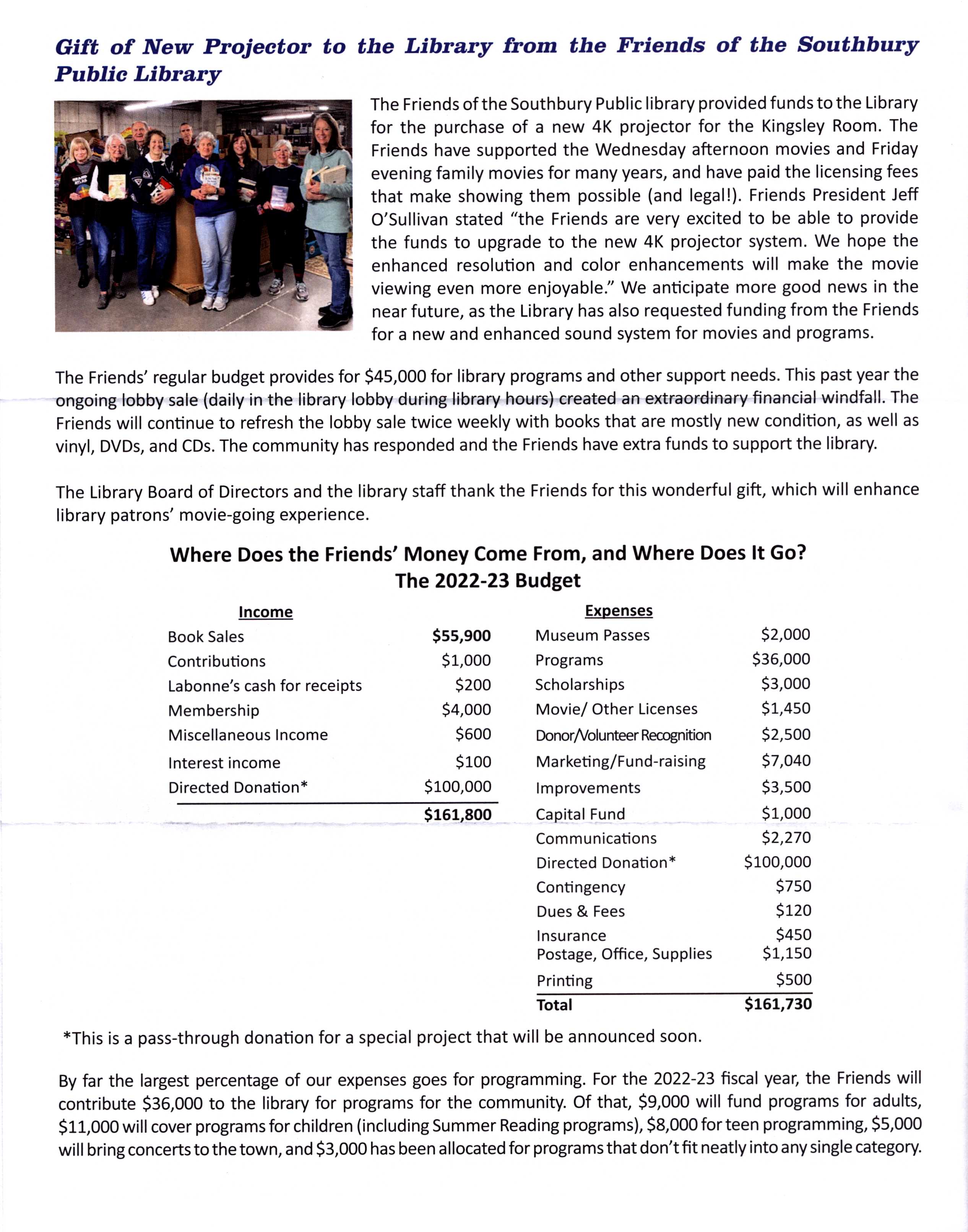 A jpg image of the second page of the Friends 2022 Newsletter. For a PDF version, keep scrolling down this webpage.