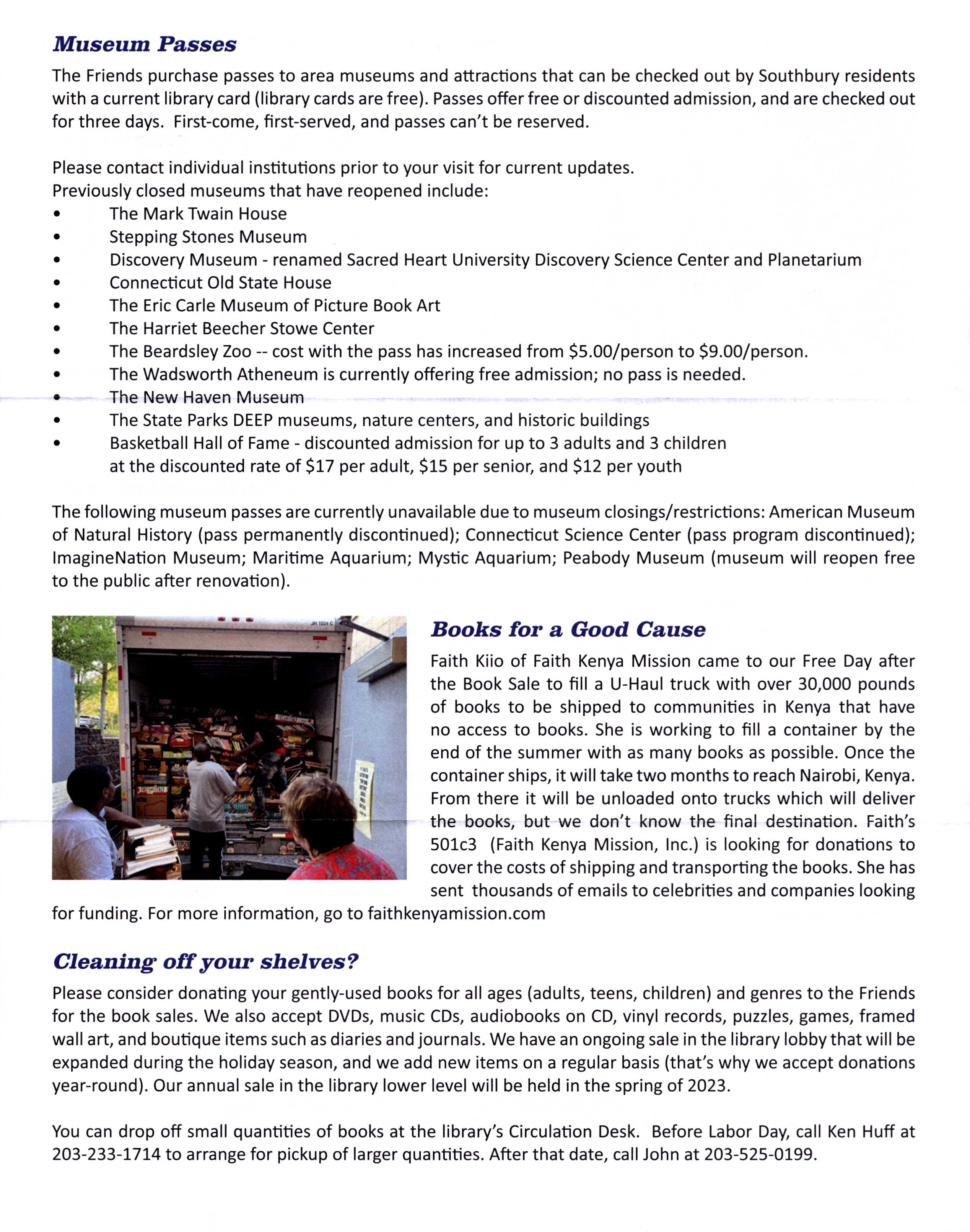 A jpg image of the fourth page of the Friends 2022 Newsletter. For a PDF version, keep scrolling down this webpage.