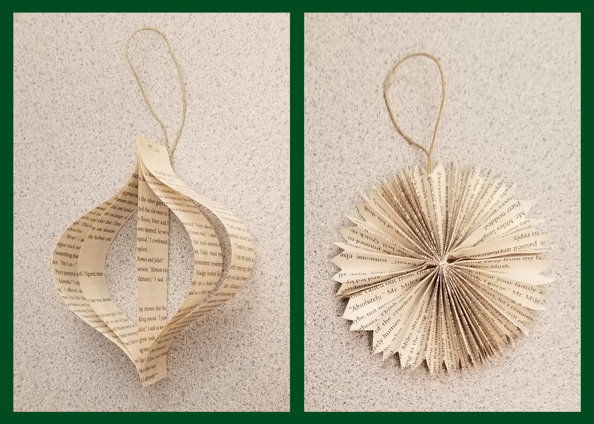 Two sample Book Page Ornaments