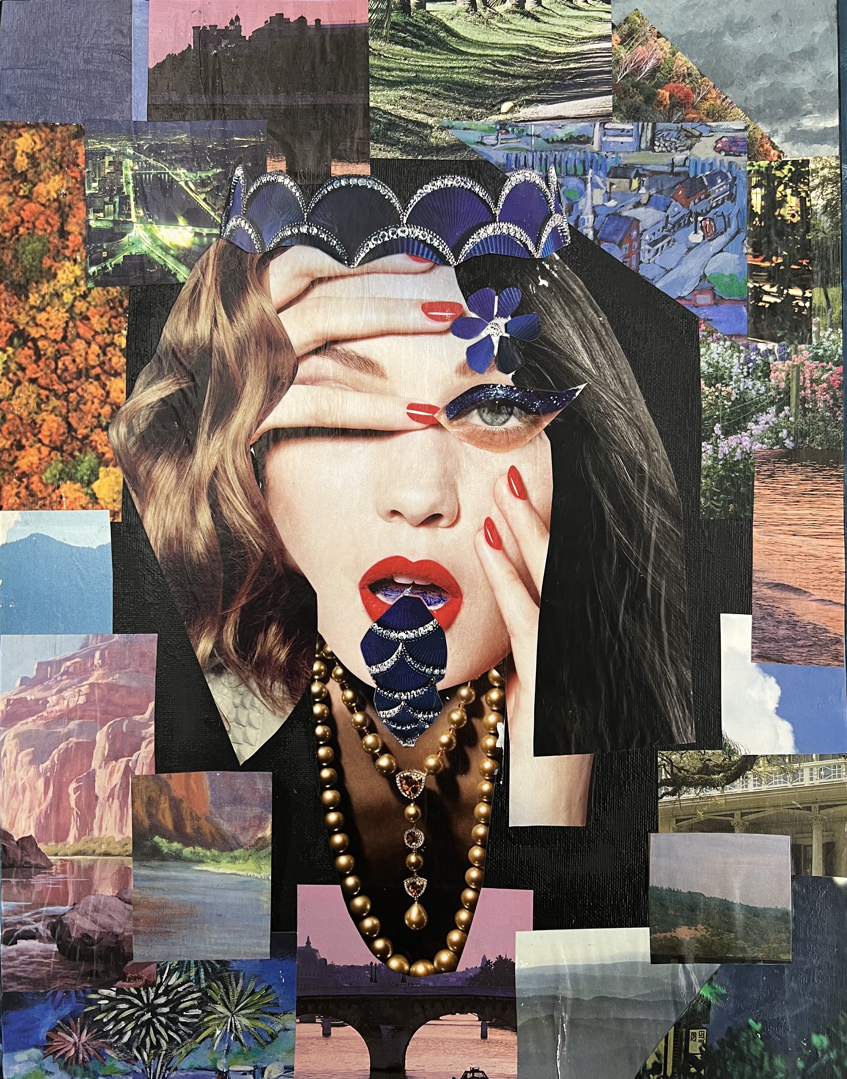 Image of a face with other images nearby