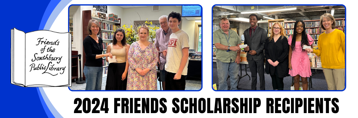 A white and blue slide with the text "Friends 2024 Scholarship Applications have closed. Information about the 2025 scholarship will become available in early 2025.