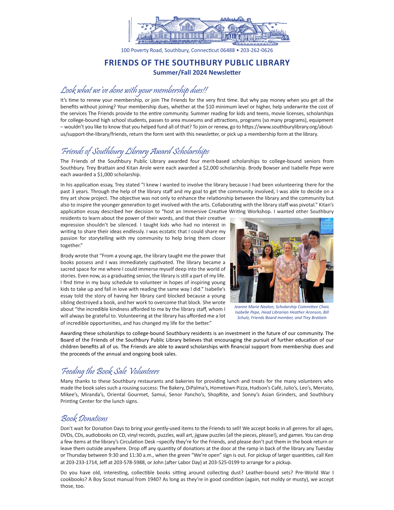 2024 Fall Friends Newsletter Page 1