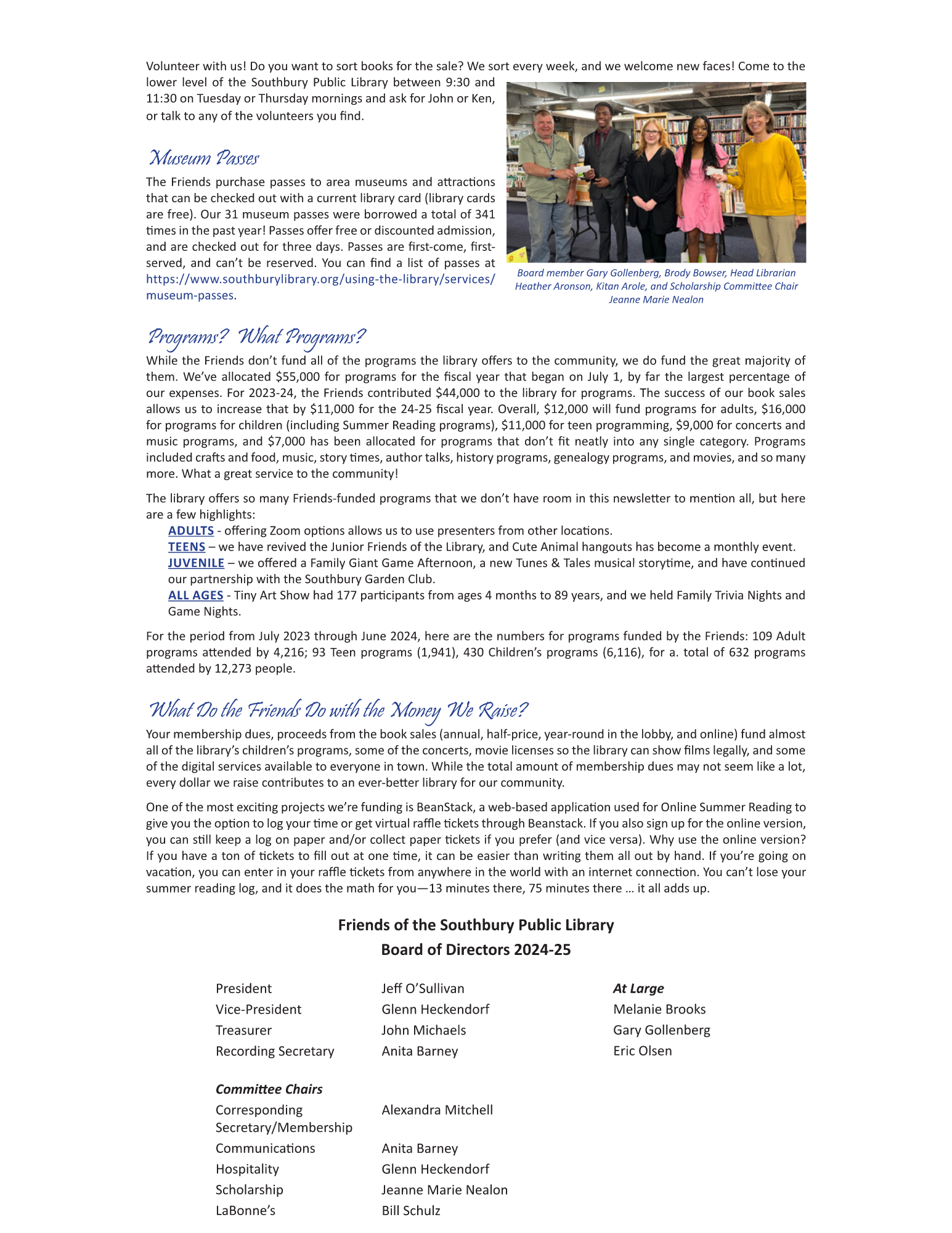 Friends of the Southbury Public Library Summer/Fall 2024 Newsletter