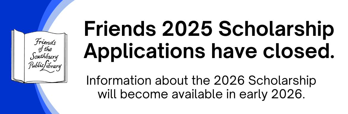 A white slide with the text "Friends 2025 Scholarship Applications Have Closed"