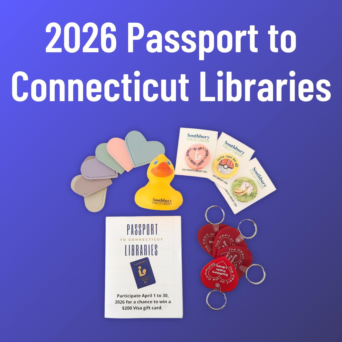 Picture of library passport and prizes