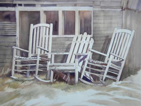 group of rocking chairs