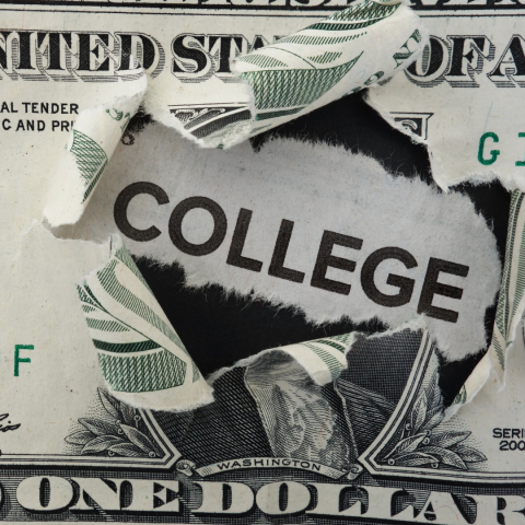 A picture of word college coming out of money