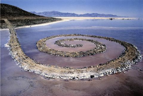 Image of the Spiral Jetty by Robert Smithson