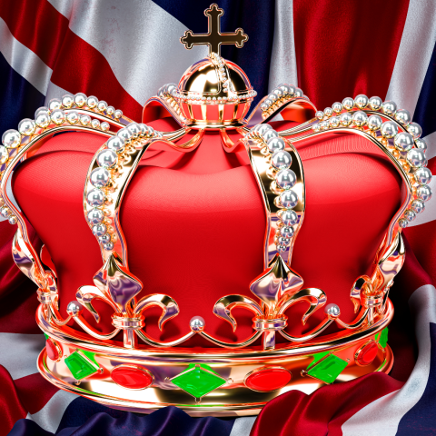 Image of a crown and the British Flag
