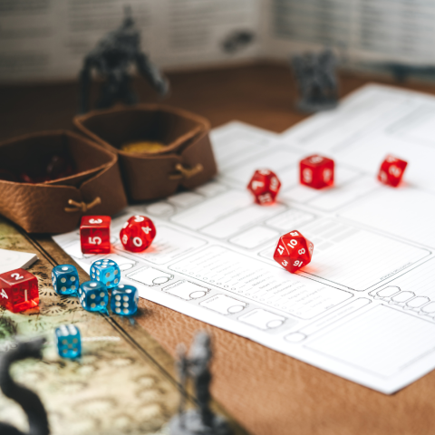 Dice, character sheets, and other DND supplies.