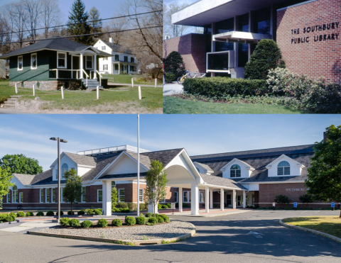 Photos of three library buildings