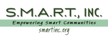 The logo for SMART, INC with the text Empowering Smart Communities smartinc.org